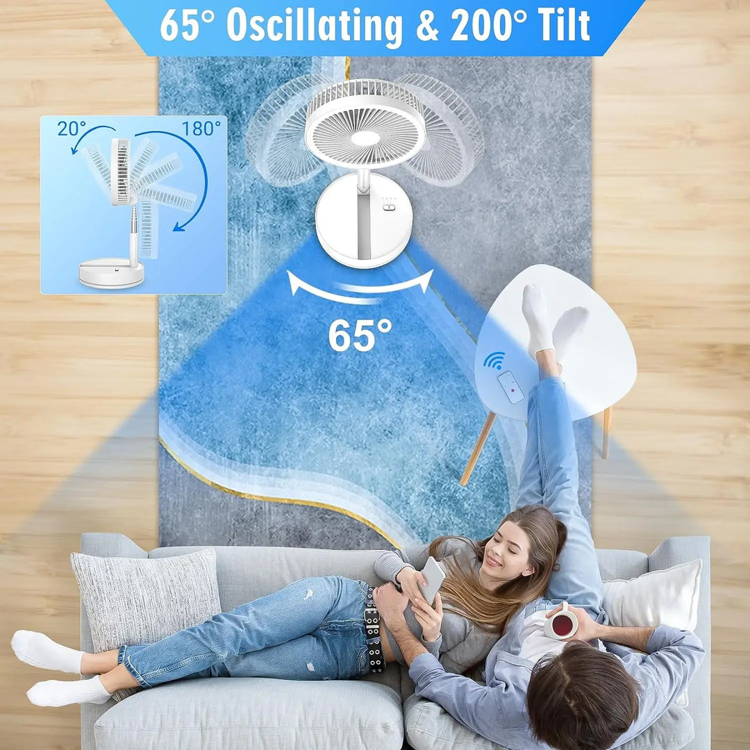 Ventilador de escritorio portátil ultra silencioso, con batería recargable. Aire fresco al instante.