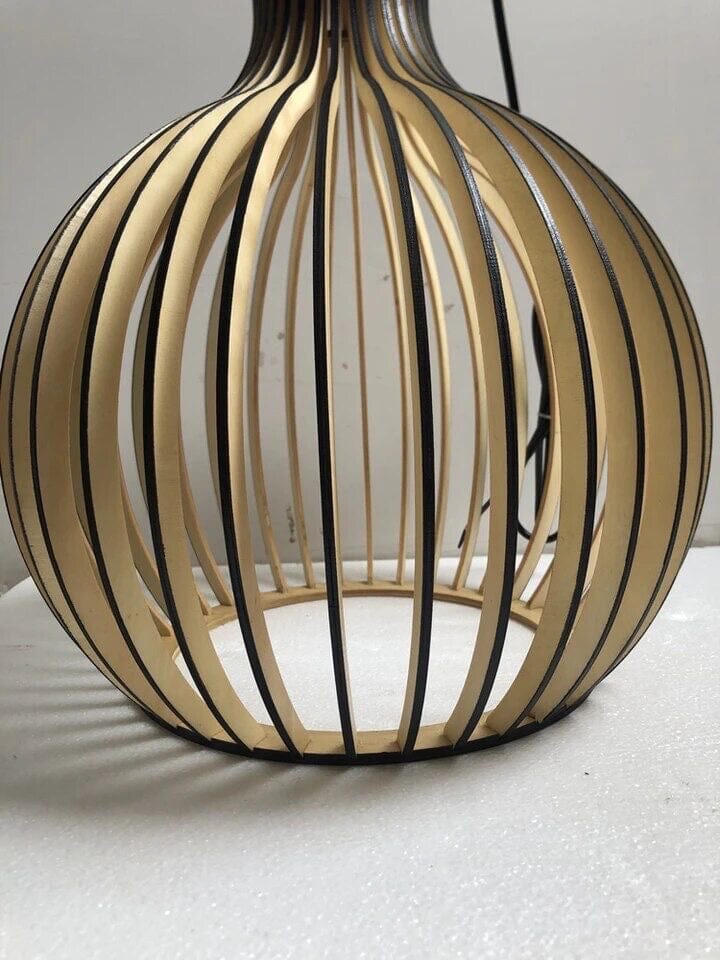 Lámpara colgante de madera moderna, jaula decorativa, ideal para dormitorio.