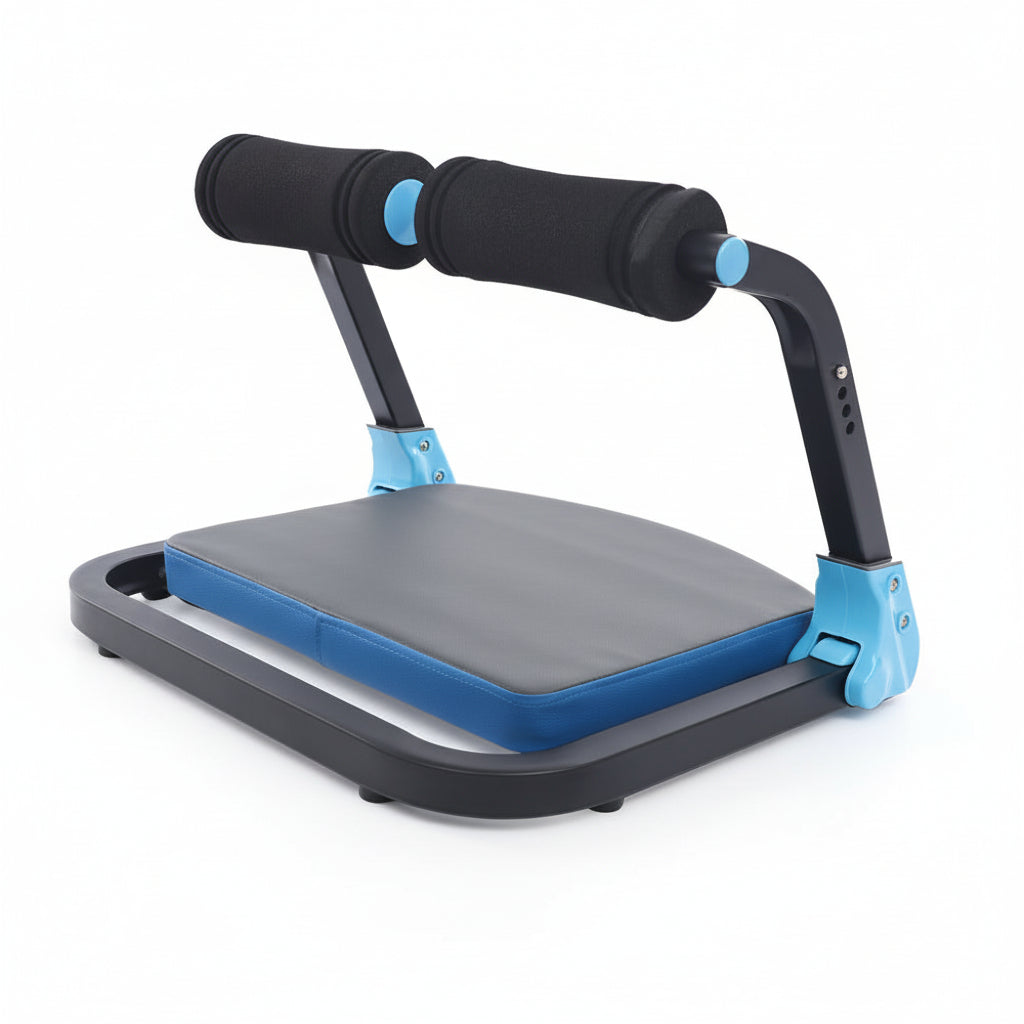 Detalle de la resistencia ajustable de la máquina de abdominales, para personalizar tu entrenamiento y fuerza core.