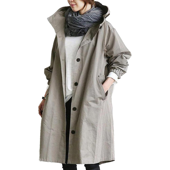 Moderna gabardina larga impermeable para mujer, abrigo de tendencia para invierno y lluvia.