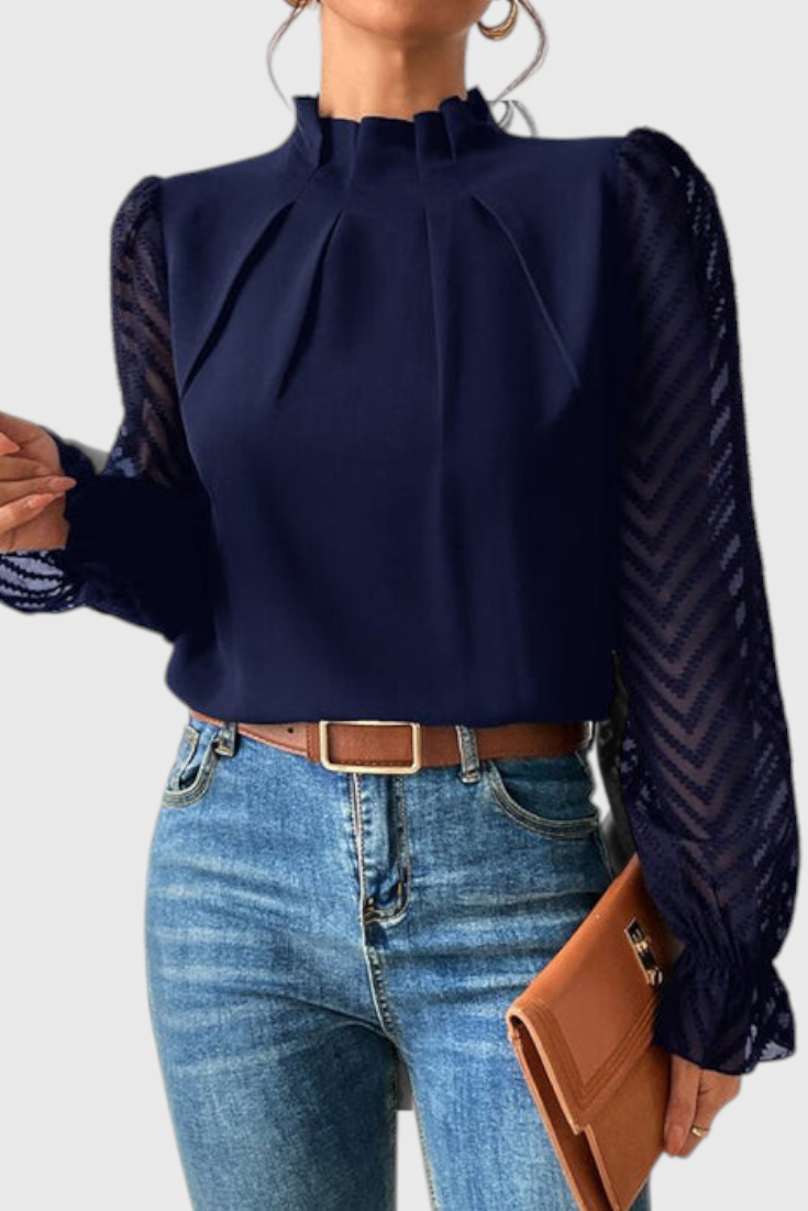 Blusa náutica rosa de manga larga para mujer, moda femenina versátil y básica.