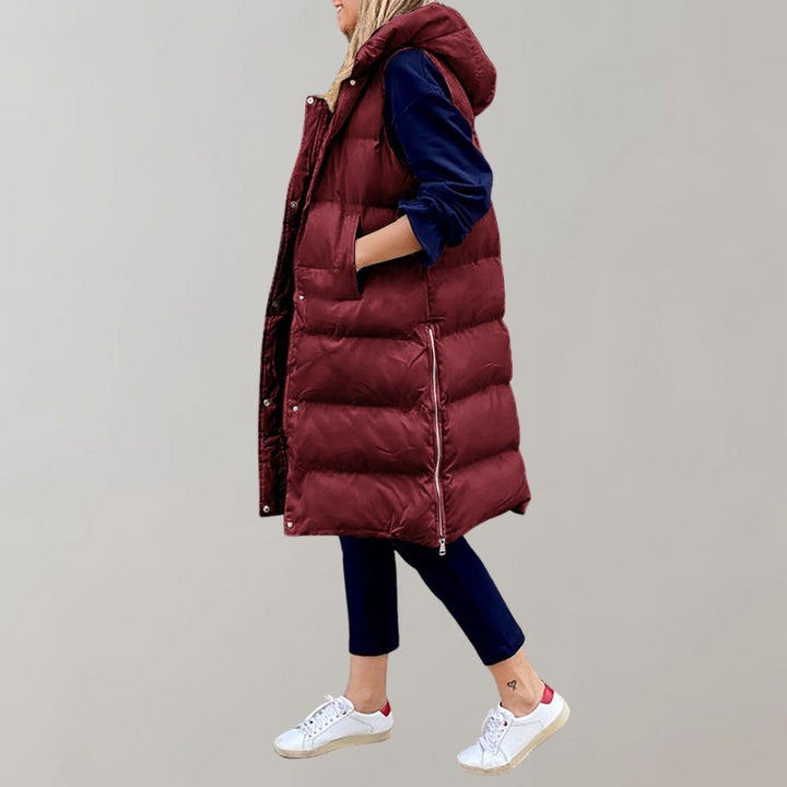 Chaleco de invierno versátil para mujer, sin mangas, ideal para crear capas elegantes.