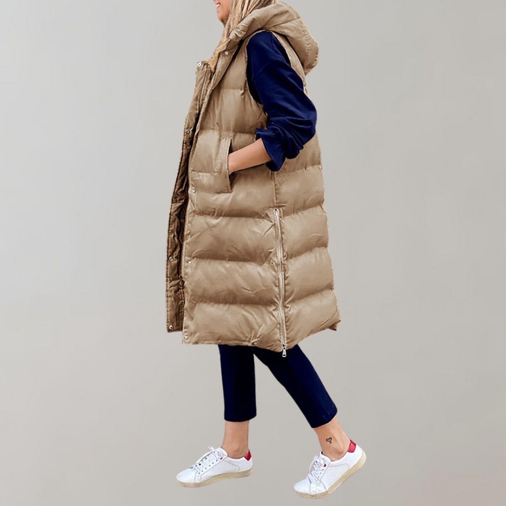 Chaleco acolchado de mujer, ligero y abrigador, ideal para el exterior y el frío invernal.