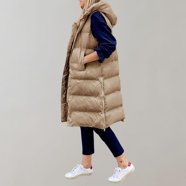 Chaleco acolchado de mujer, ligero y abrigador, ideal para el exterior y el frío invernal.
