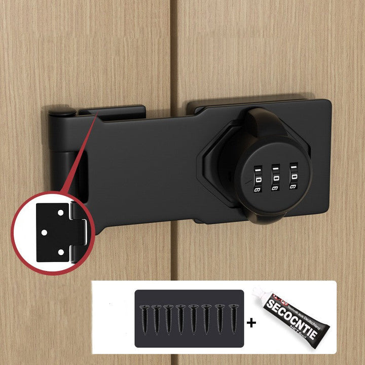 Cerradura de seguridad antipalanca con contraseña, protege puertas de hogar u oficina sin taladrar, fácil instalación.