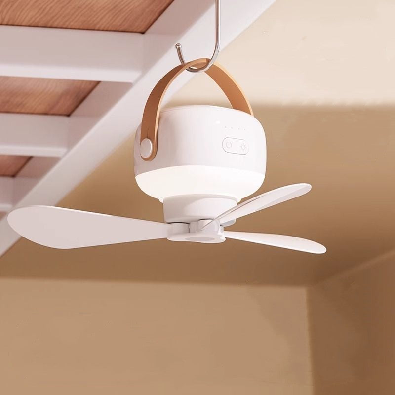 Ventilador portátil silencioso con luz LED, control remoto; ideal para escritorio, hogar u oficina.
