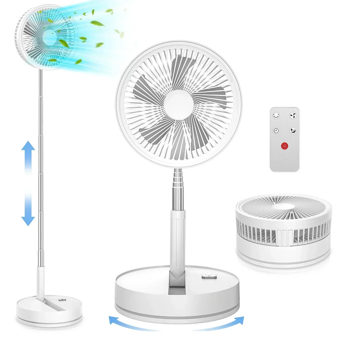 Ventilador ultra silencioso recargable, con gran flujo de aire, para un hogar tranquilo y fresco.