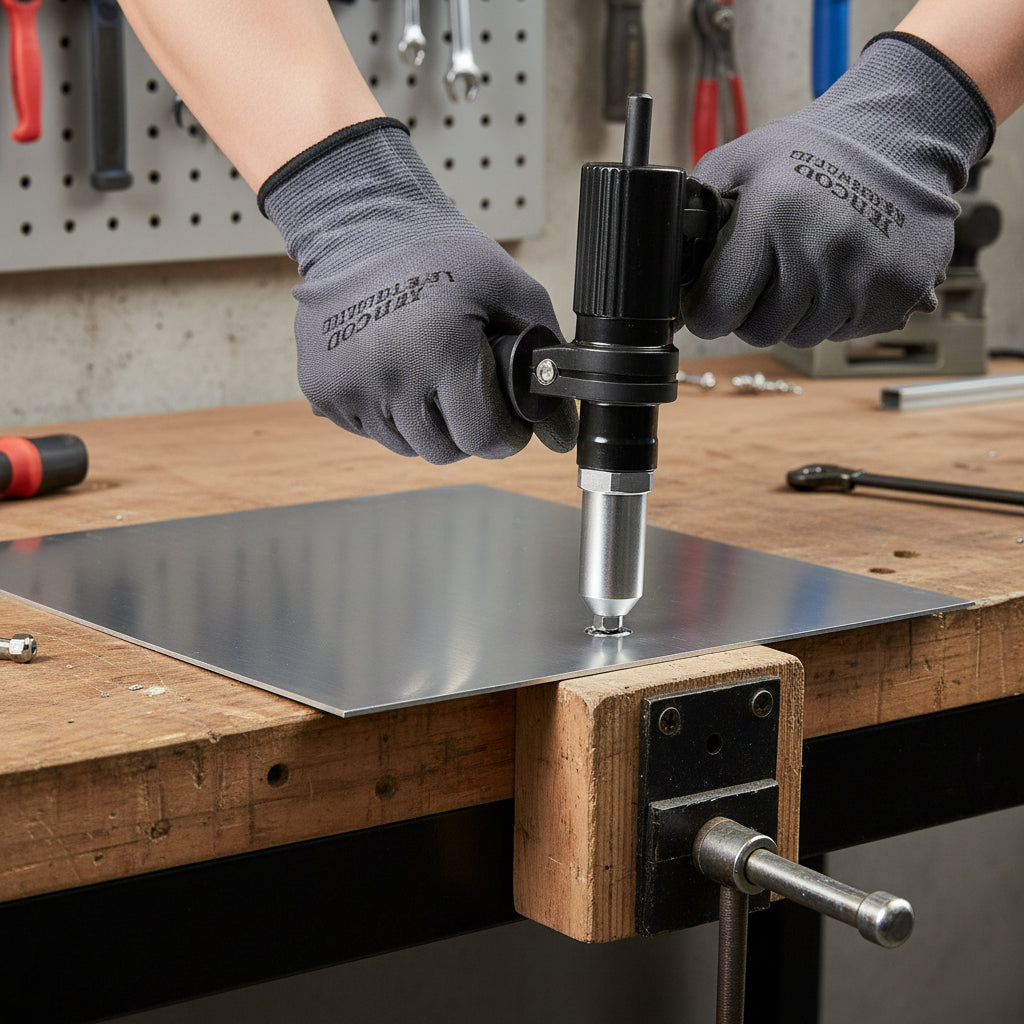 Herramienta adaptador de remachadora para taladro. Perfecto para trabajos de fijación en metal.
