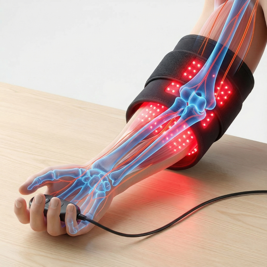 Terapia de luz roja e infrarrojo (NIR) para curación muscular y articular, mejora flexibilidad, almohadilla manos libres.