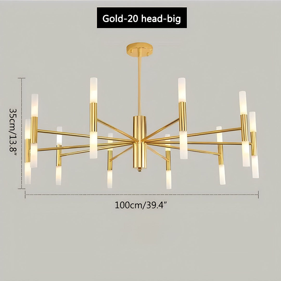 Araña de techo LED, diseño circular y ajustable para iluminación contemporánea.