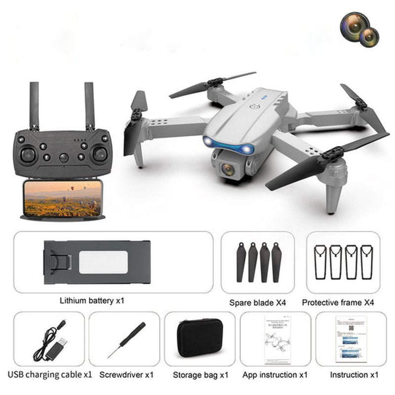 Control remoto de precisión para drone con cámara 4K UHD, ideal para fotografía y vídeo de vuelo largo.