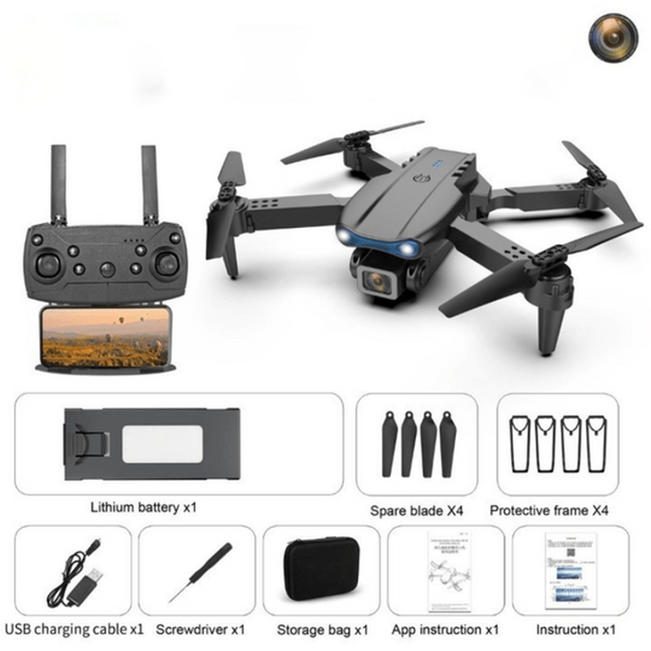 Drone avanzado con evasión de obstáculos y cámara 4K UHD para grabaciones aéreas seguras y nítidas.