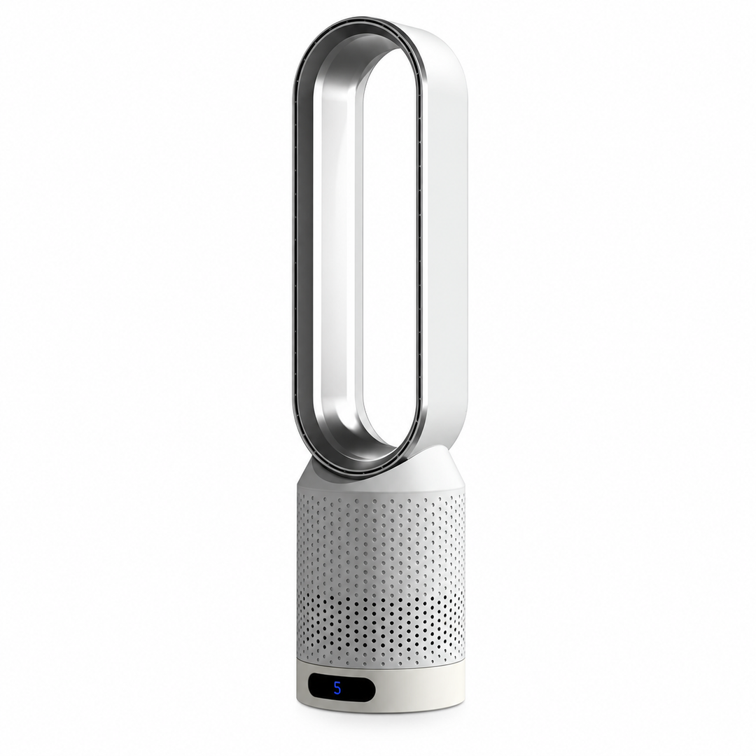 Disfruta de aire fresco y silencioso con este moderno ventilador de torre sin aspas, perfecto para tu hogar.
