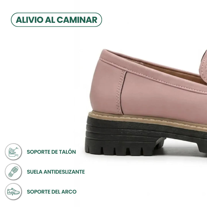 Mocasines de piel auténtica para mujer, suela gruesa, penny slot, estilo casual.