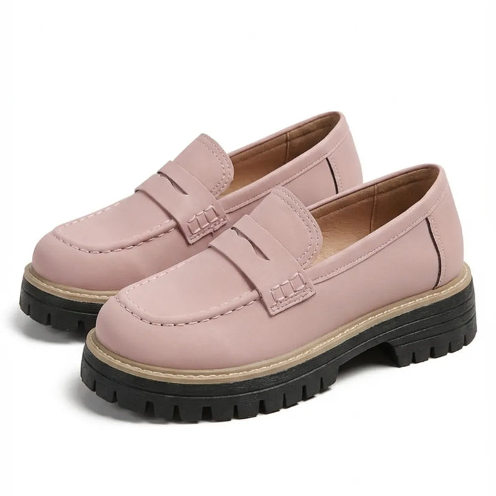 Mocasines para mujer de piel, suela gruesa, estilo slip-on, perfectos para el día a día.