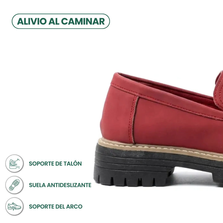 Mocasines de piel, suela gruesa, slip-on, penny slot, calzado femenino de moda.