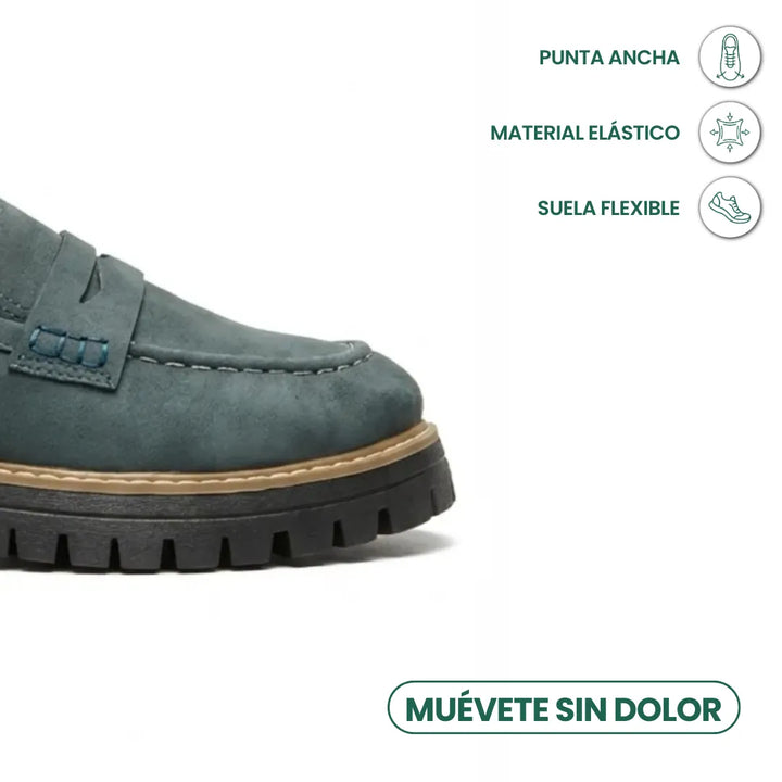 Mocasines mujer piel auténtica, suela gruesa, diseño slip-on, look diario y cómodo.