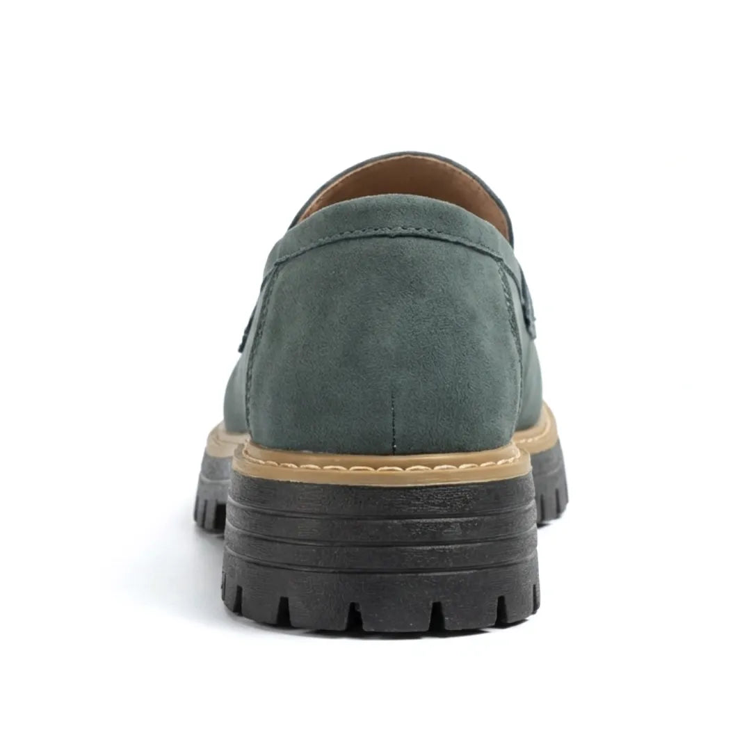 Zapatos mocasines de piel auténtica, suela gruesa para mujer, confort y estilo casual.
