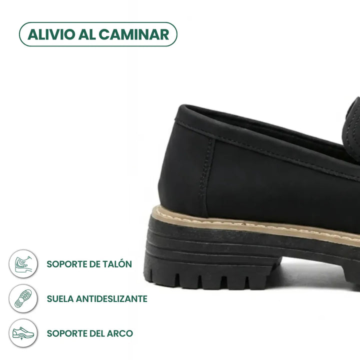 Mocasines de piel auténtica para mujer, suela gruesa, slip-on, look diario.