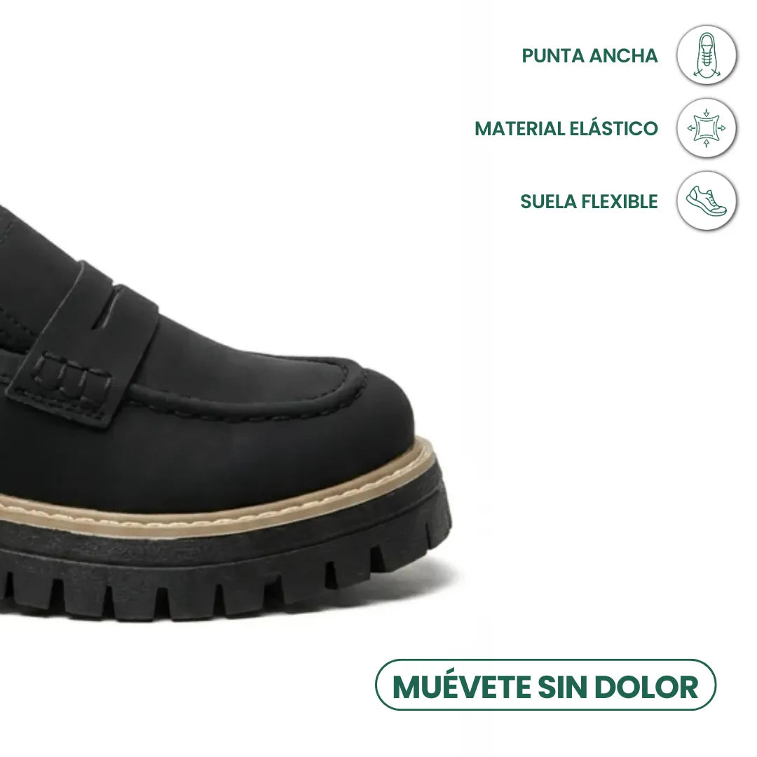 Calzado femenino de piel, mocasines con suela gruesa, para primavera, estilo casual.