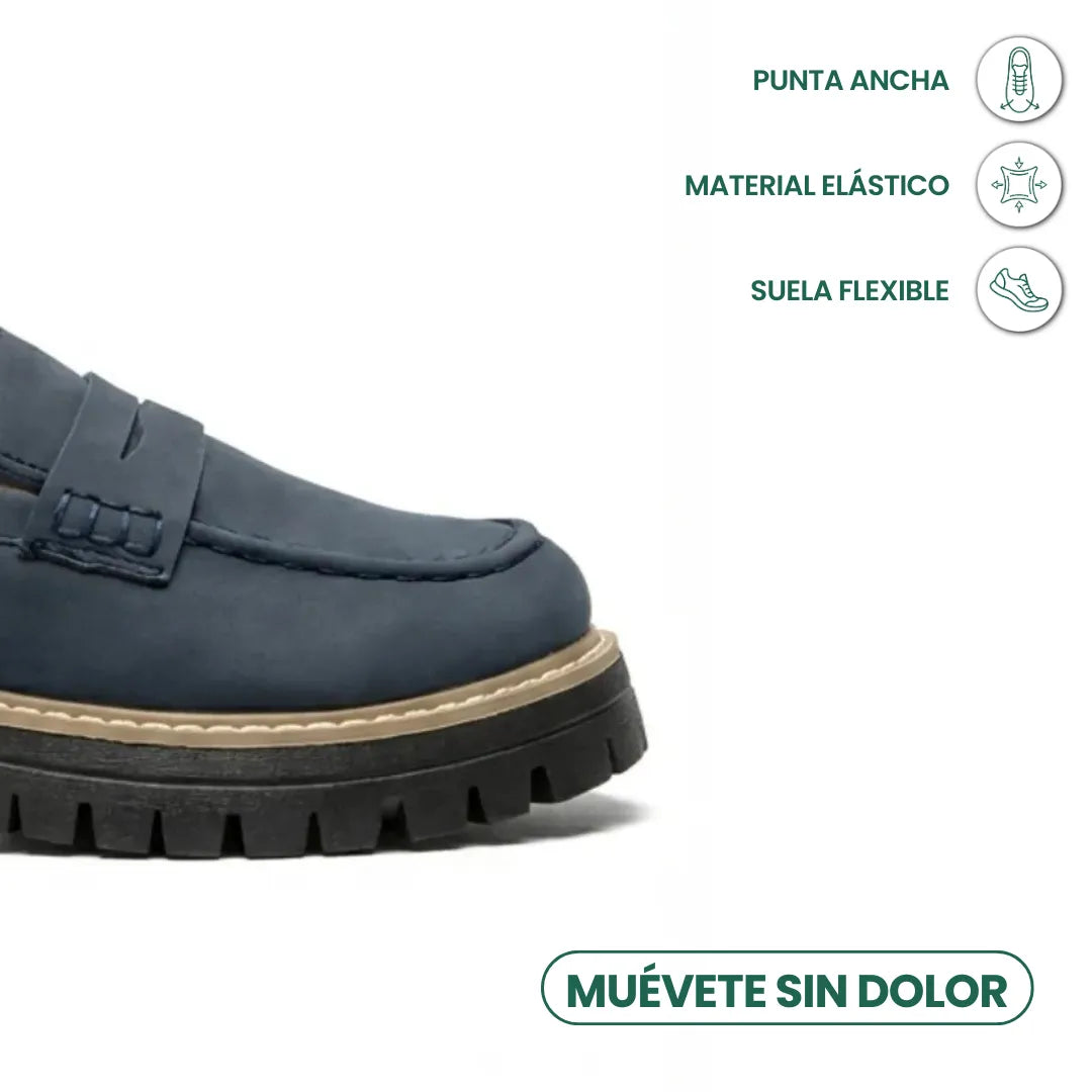 Moda mujer: mocasines de piel, suela gruesa, slip-on, calzado femenino versátil.