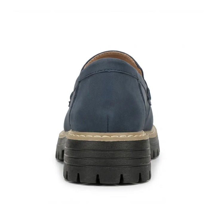 Mocasines de piel auténtica para mujer, suela gruesa, look casual de primavera/otoño.