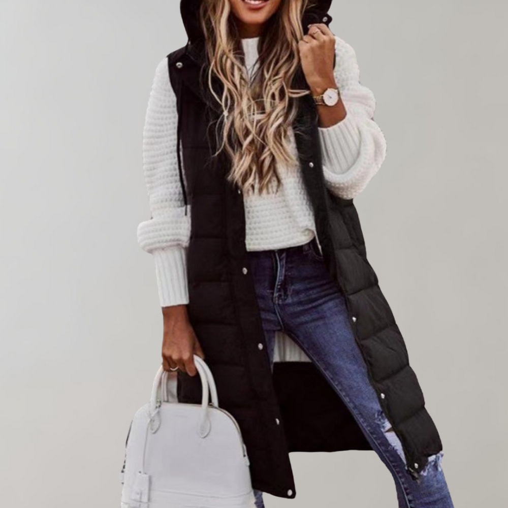 Abrigo de invierno para mujer, chaleco acolchado y sin mangas, muy versátil y chic.