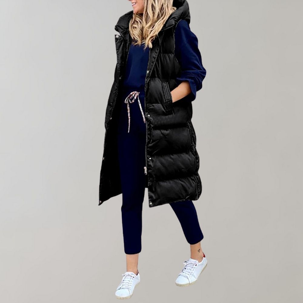 Chaleco de invierno para mujer, diseño sin mangas, cálido y perfecto para superponer capas.