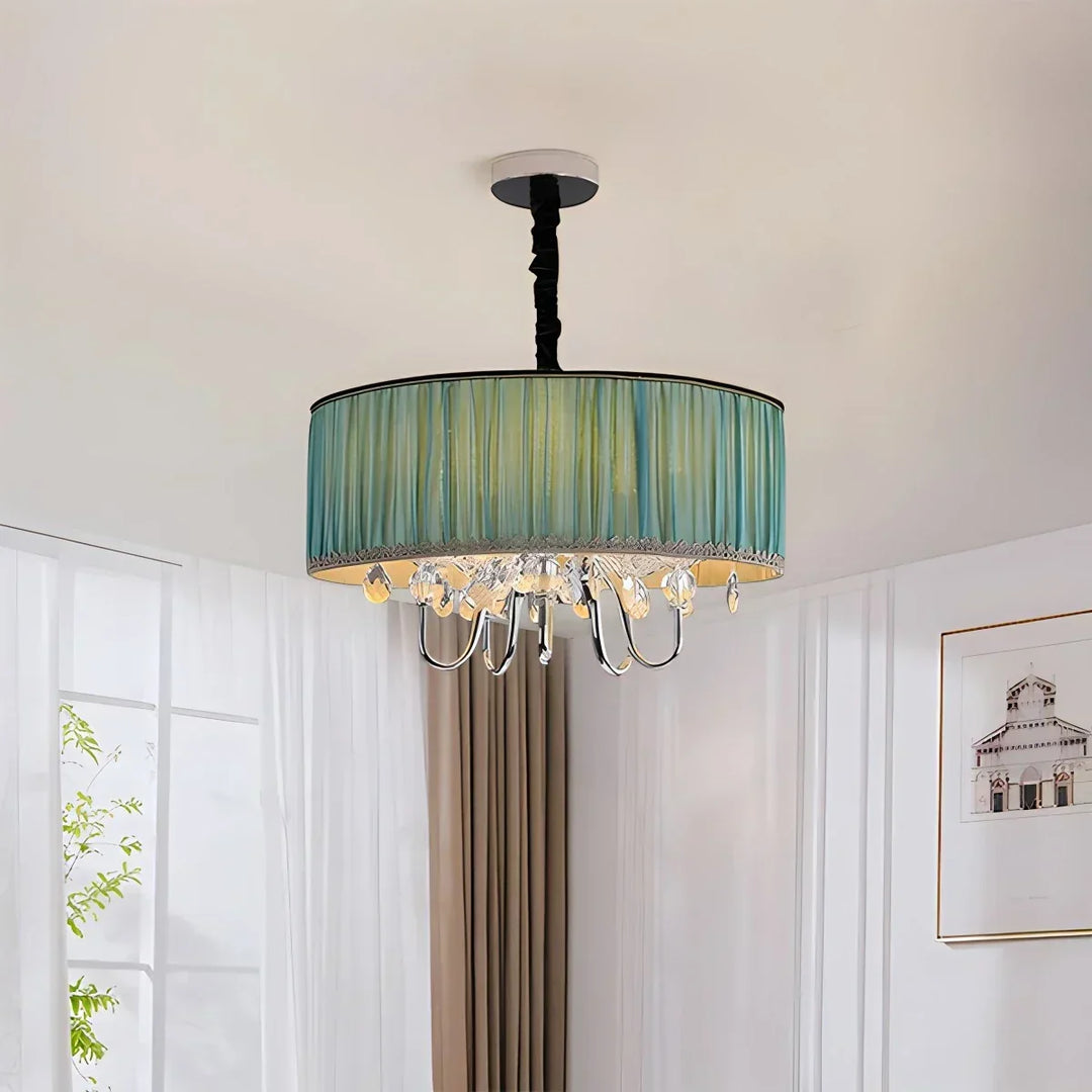 Lámpara colgante de cristal y metal para salón, diseño moderno y elegante, iluminación decorativa.