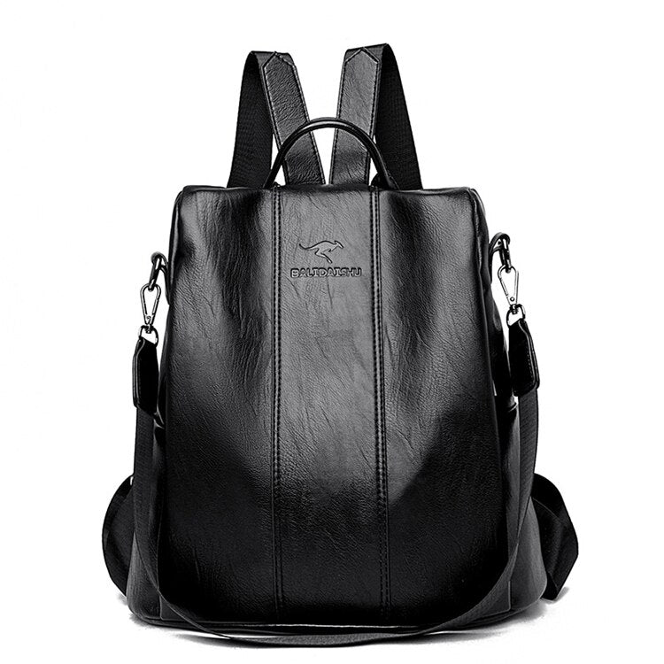 Mochila antirrobos vintage para mujer, diseño elegante, ideal para viaje y uso diario.