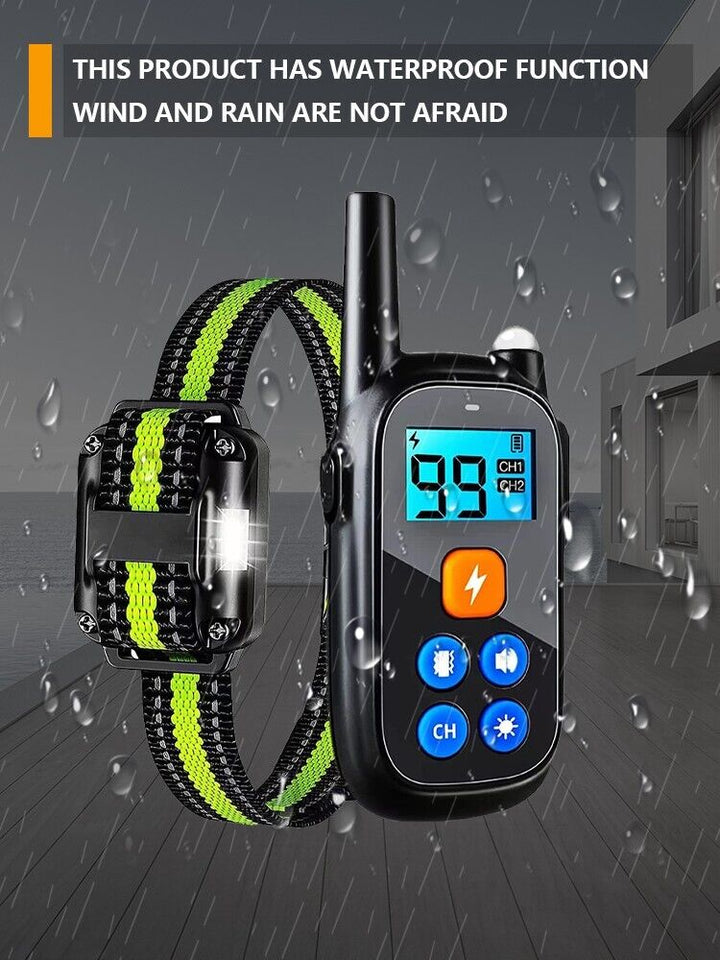 Collar de adiestramiento sumergible y remoto, para un control efectivo de ladridos en perros.