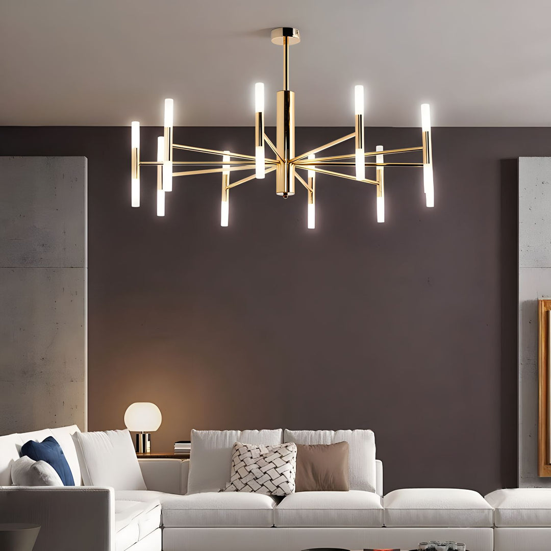 Lámpara araña LED circular, ideal para sala de estar, comedor o dormitorio.