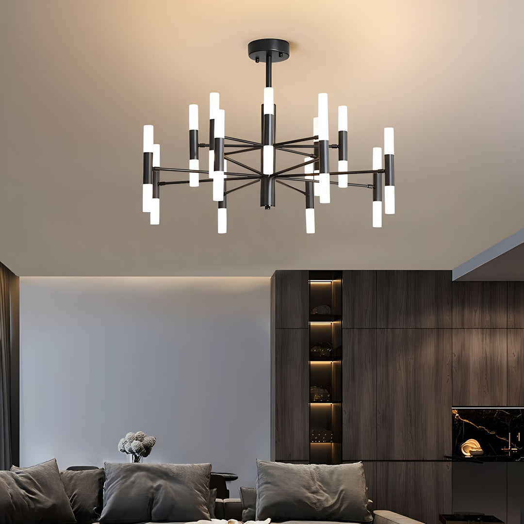 Araña de techo LED redonda, iluminación versátil para sala de estar, comedor y más.