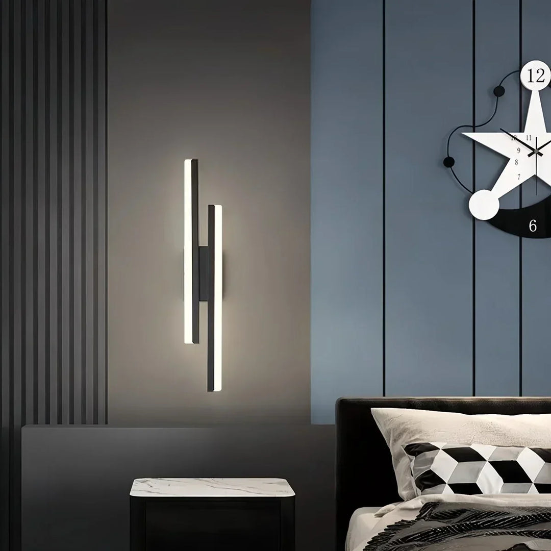Lámpara de pared LED de bajo consumo, forma de H. Luz suave para hogar contemporáneo.