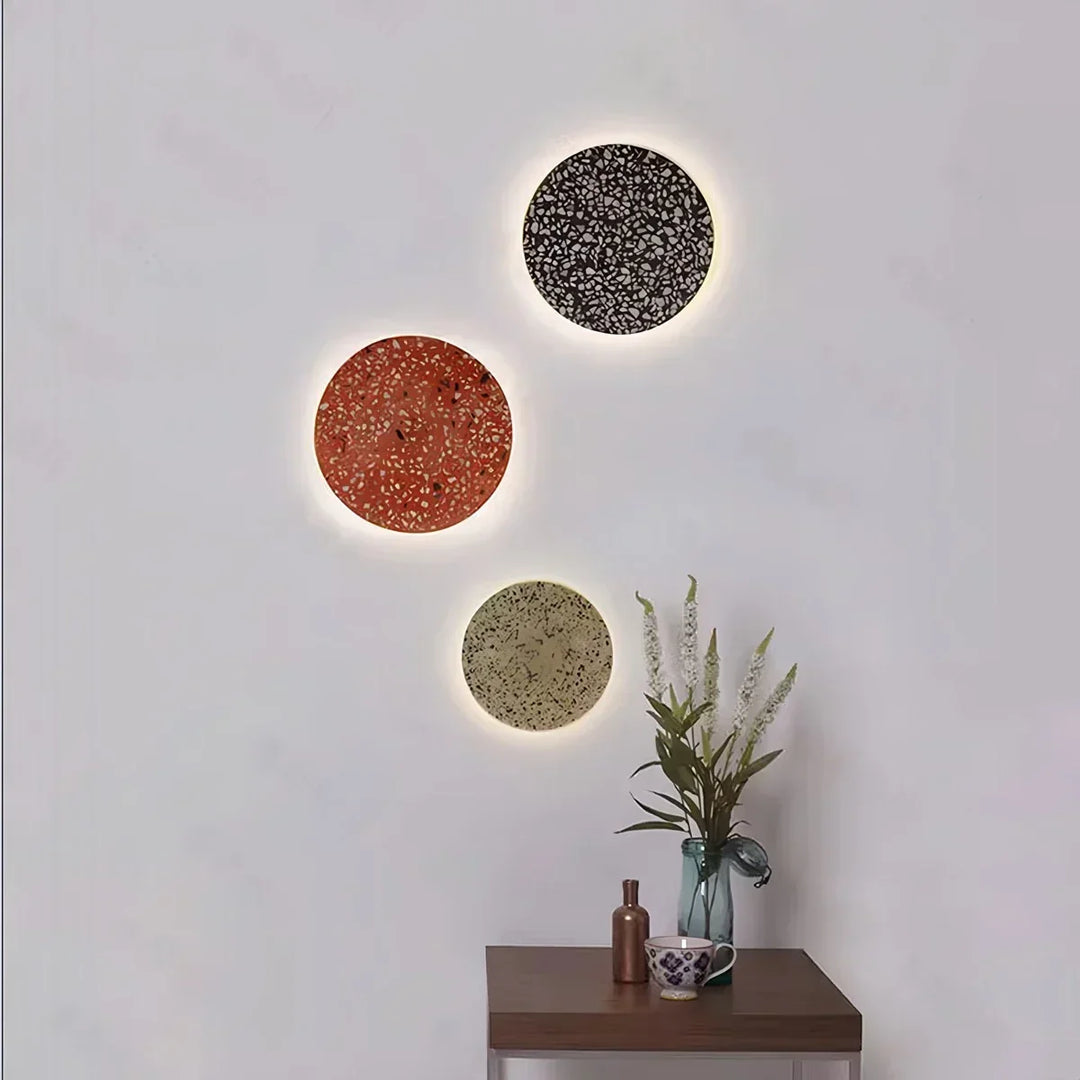 Aplique de terrazo nórdico para pared, iluminación funcional y decorativa para hogar.