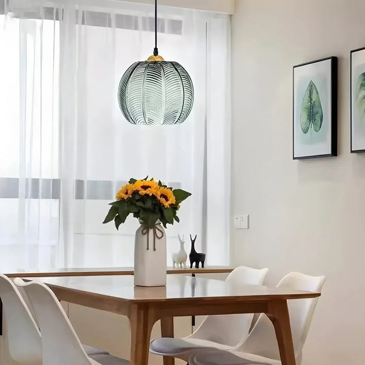 Lámpara de cristal esmerilado con diseño de hojas. Lámpara colgante Aalin para iluminación decorativa del comedor.