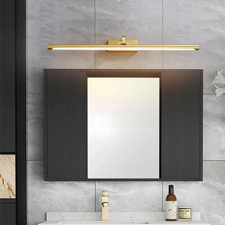 Detalle de luz de pared LED lineal ajustable, acabado moderno para la iluminación de cuadros.