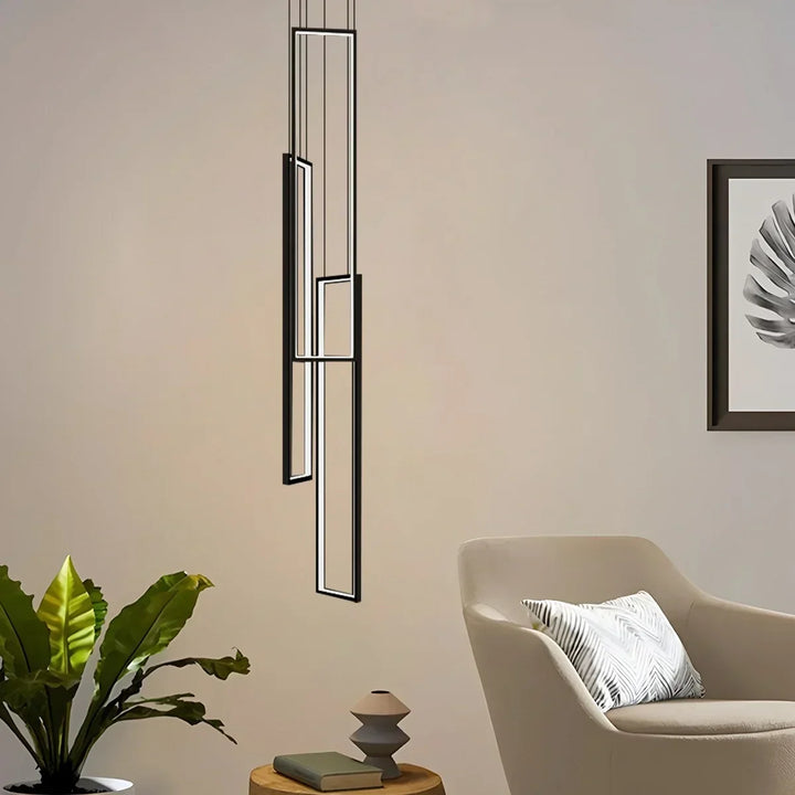 Lámpara de araña LED para escalera, luz cálida/fría/neutra con control remoto.