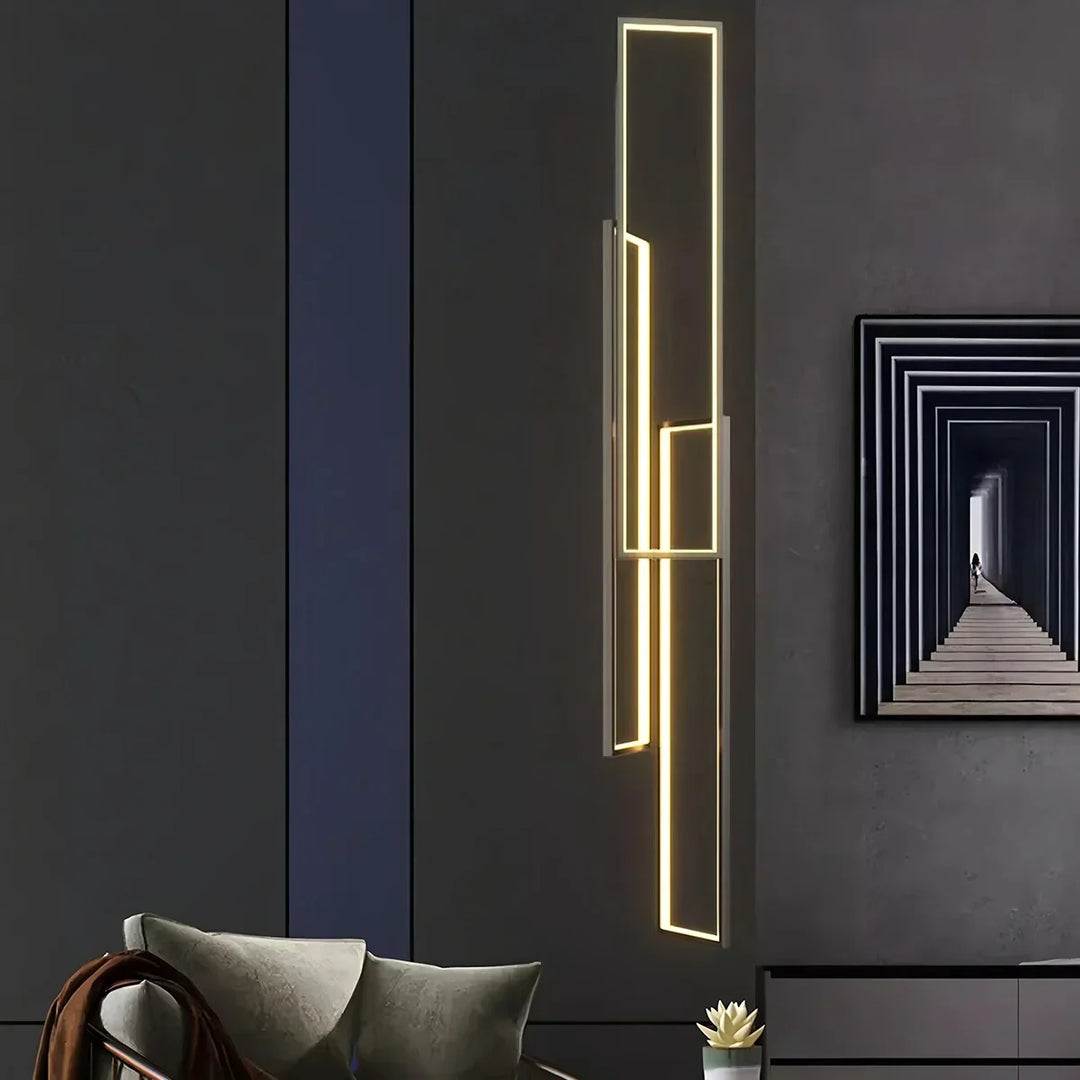 Diseño interior: Lámpara araña LED rectangular moderna, ideal para escaleras.