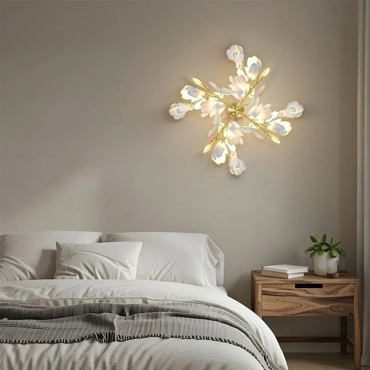 Luz ambiental floral para sala de estar, lámpara de pared moderna y elegante.
