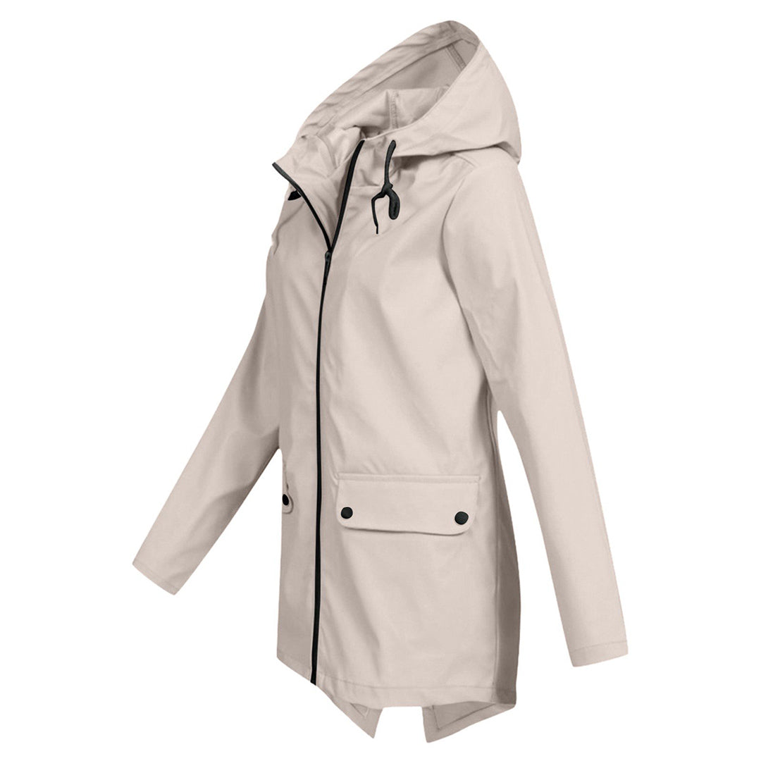 Chubasquero elegante ALIDA para mujer, ideal para protegerte de la lluvia con estilo.