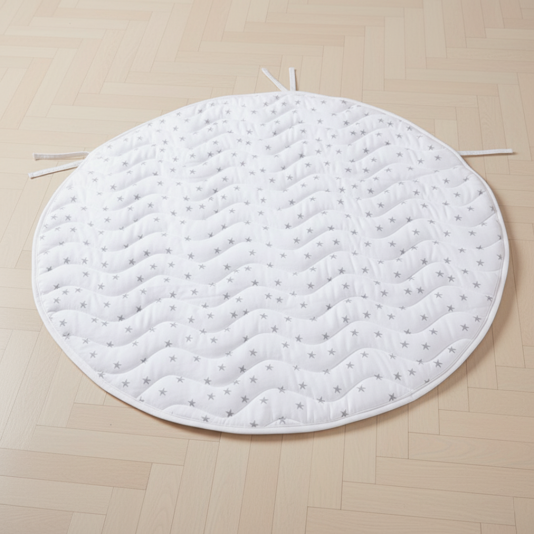 Alfombra de juegos acolchada premium para bebés, superficie deluxe lavable, portátil, segura para desarrollo infantil.