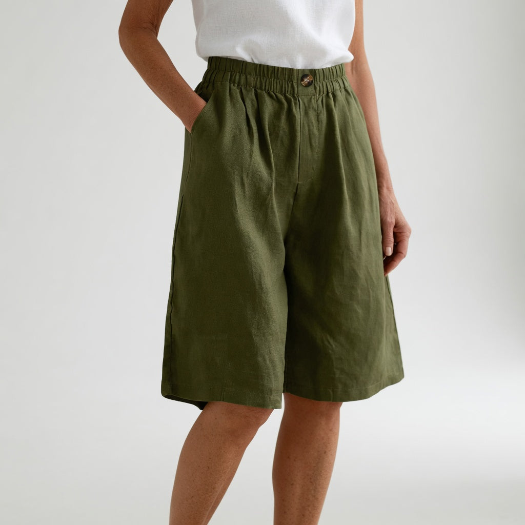Pantalones cortos de mujer frescos para verano, con cintura elástica para un ajuste cómodo y relajado.