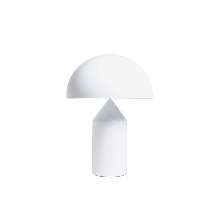 Lámpara Atollo Lunaro de metal, diseño italiano escultural, ideal para decoración y escritorio.