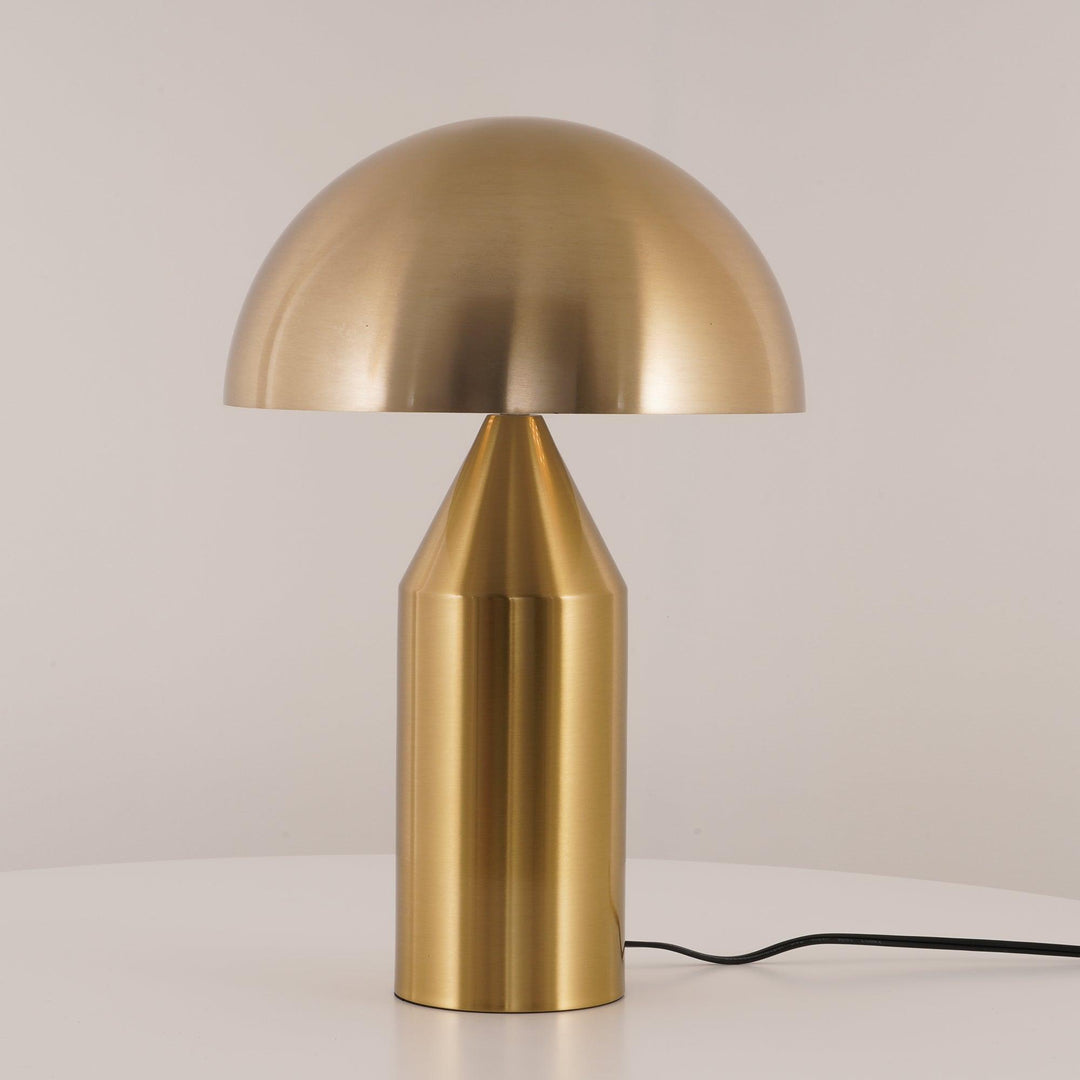 Diseño italiano escultural: Lámpara de mesa Atollo Lunaro de metal para decoración moderna.