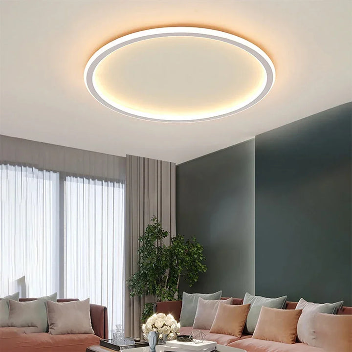 Lámpara colgante LED moderna, redonda y nórdica. Ideal para iluminar techos con estilo sofisticado.