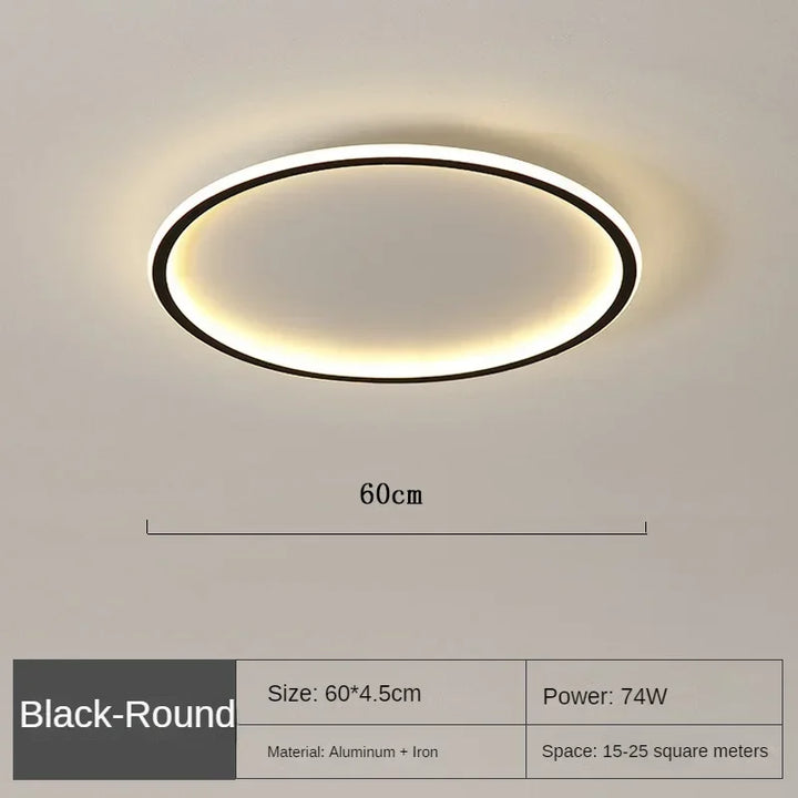 Lámpara colgante moderna LED redonda. Estilo nórdico minimalista para techo. Decoración funcional.