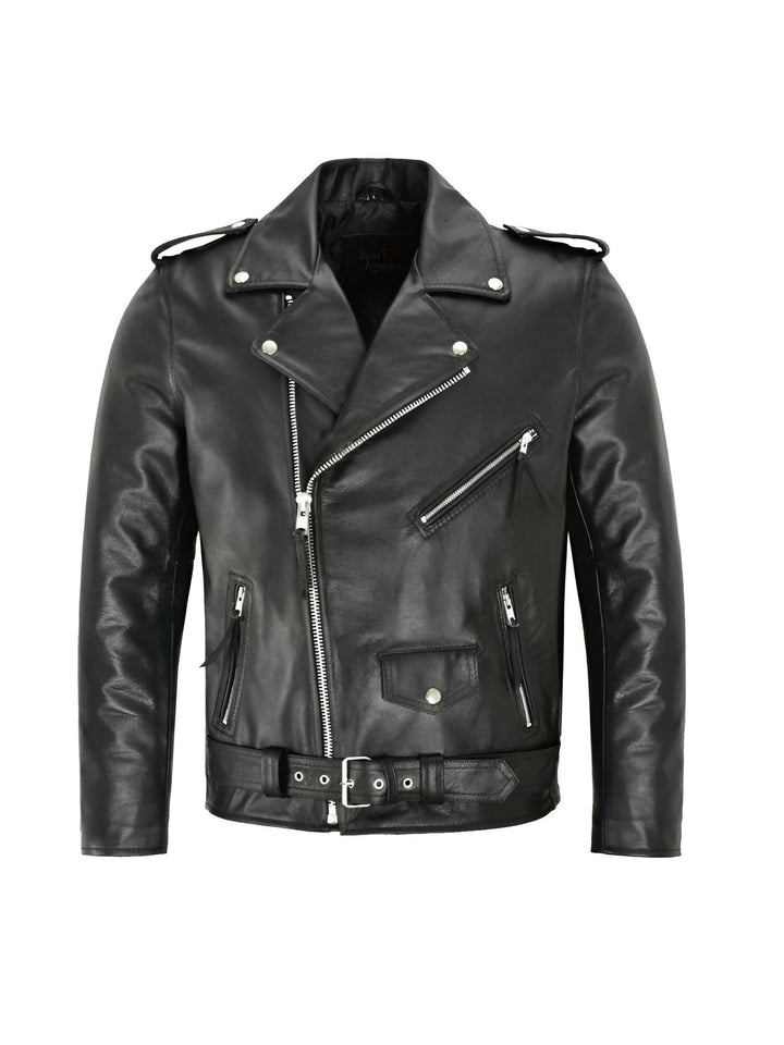 Chaqueta de cuero motera clásica negra para mujer, estilo biker, moda outwear.