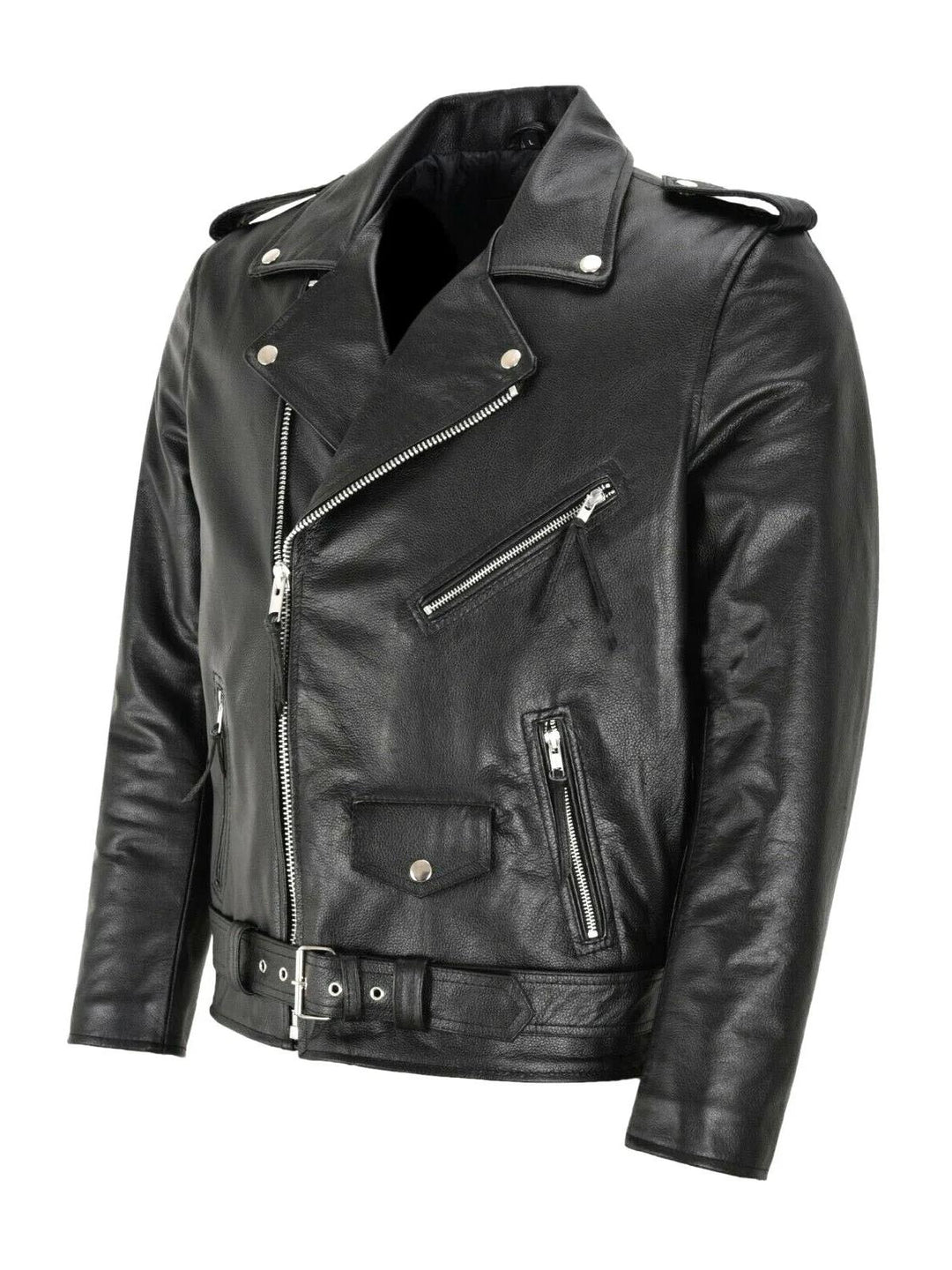 Chaqueta de cuero negra para mujer, diseño motero, con solapas y cremalleras, outwear elegante.
