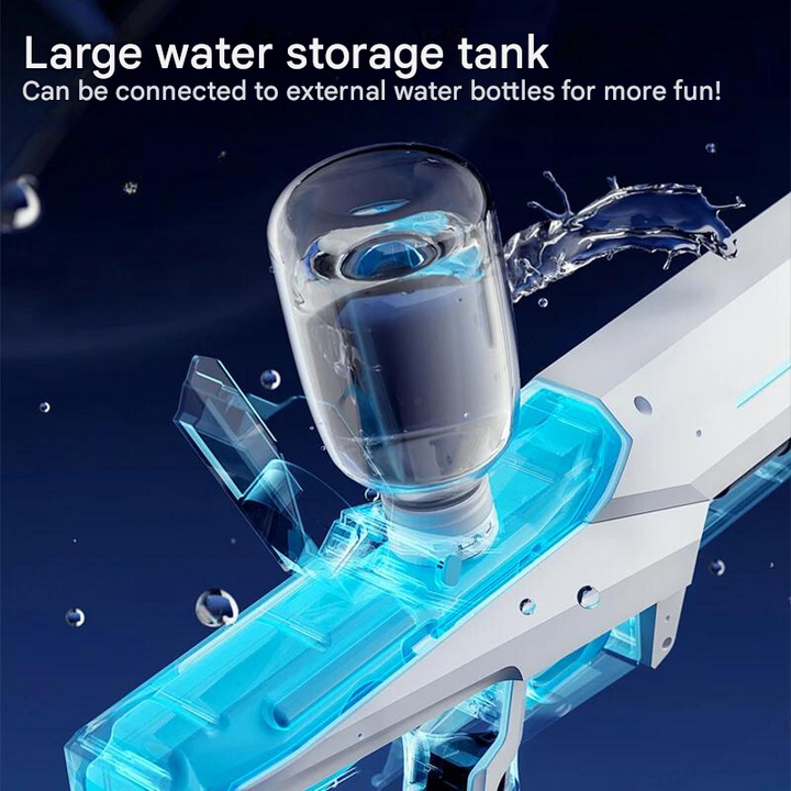 Pistola de agua automática de juguete, diseño moderno para diversión acuática de verano, fácil de recargar y usar.
